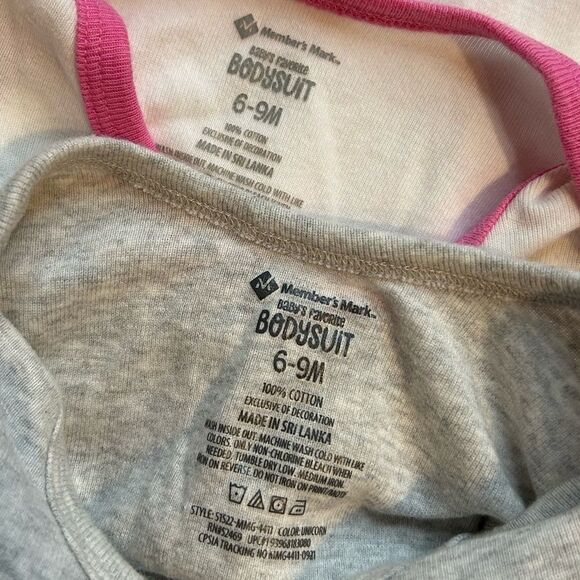 5 for $25🔥6-9 Months Member's Mark Bundle of 2 Unicorn Snap Bottom Tops - Picture 3 of 4